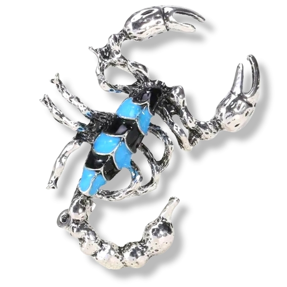 Silver plated black-and-blue scorpion  Necklace/brooch - Picture 4 of 15